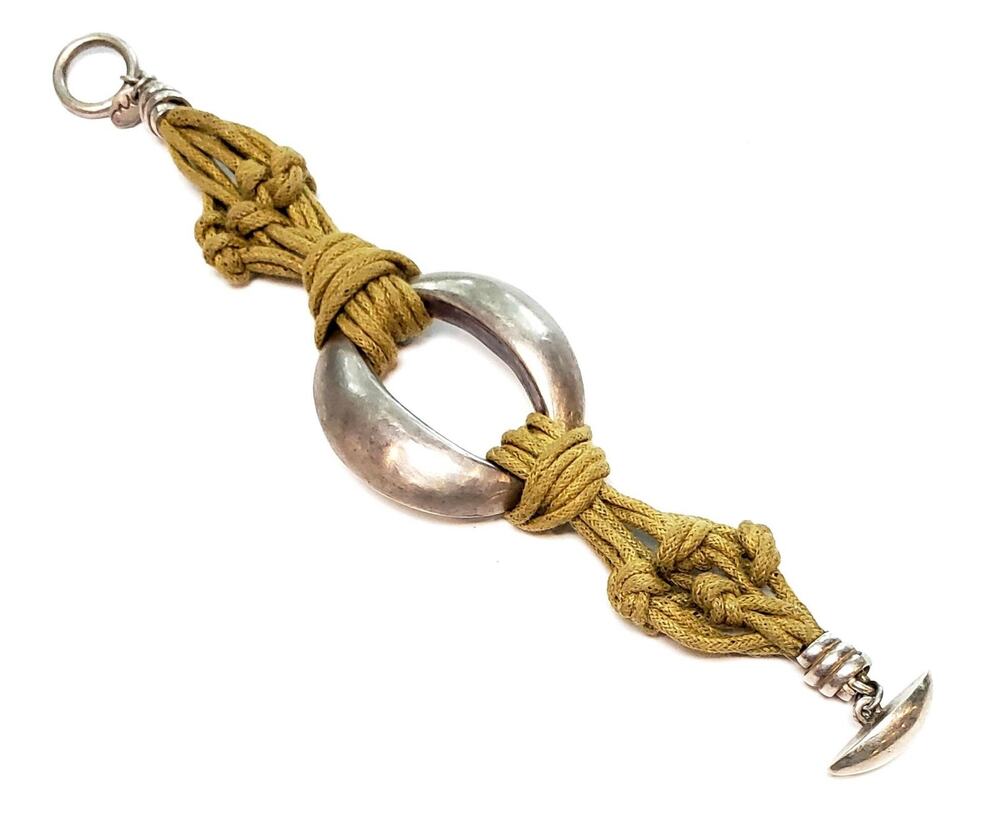 Sterling Cord Bracelet Industrial Design Size 7 Long Signed